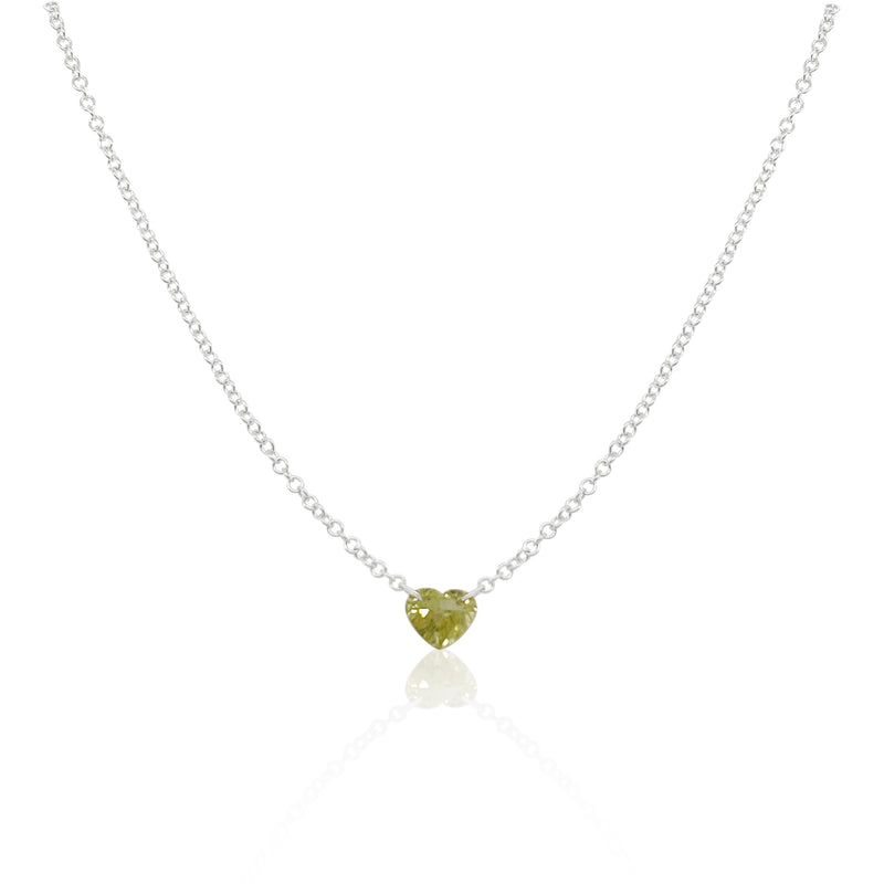 White Gold Yellow Diamond Heart Necklace