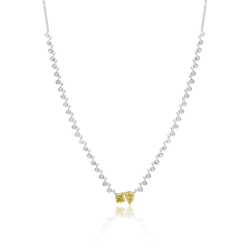 Two Stone Yellow Diamond Necklace
