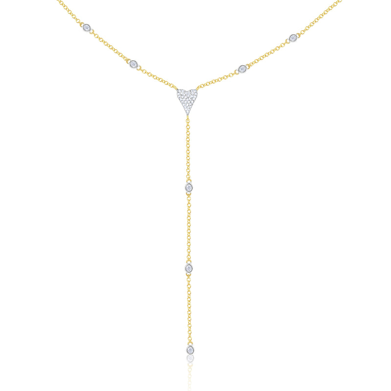 Yellow Gold and Diamond Heart Lariat