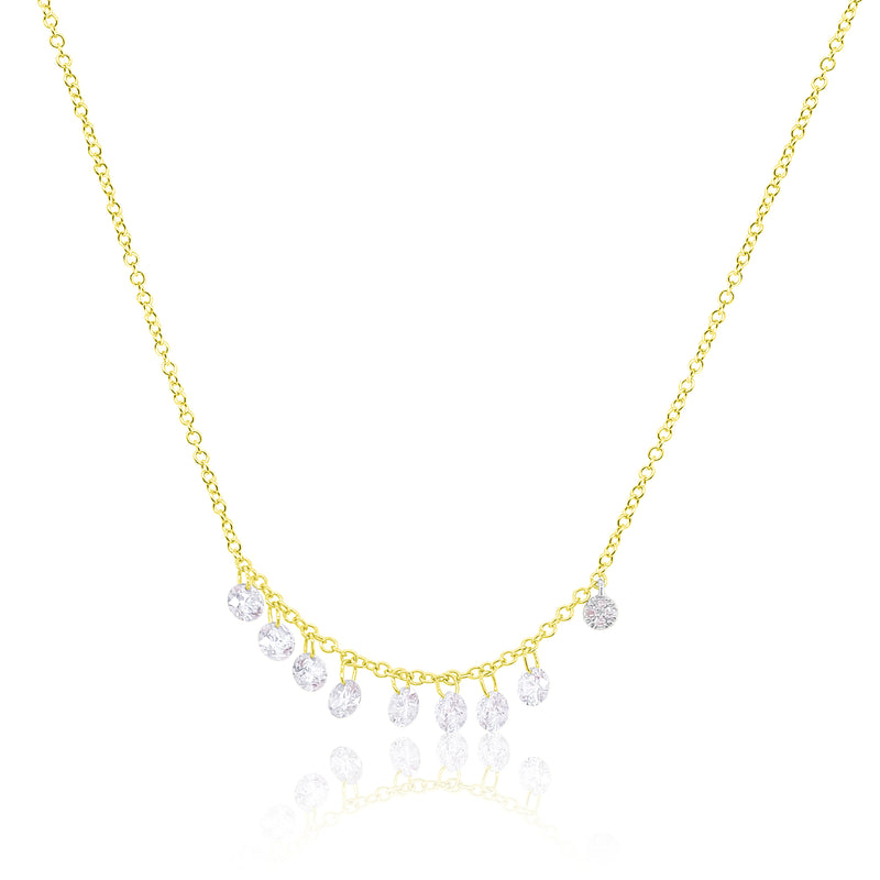 Yellow Gold Fringe Drilled Diamond Necklace