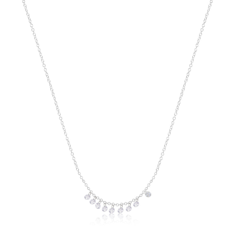 White Gold Fringe Drilled Diamond Necklace