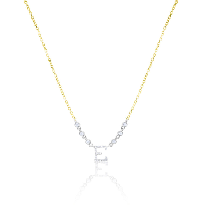 Small Yellow Gold and Diamond "A" Initial Necklace