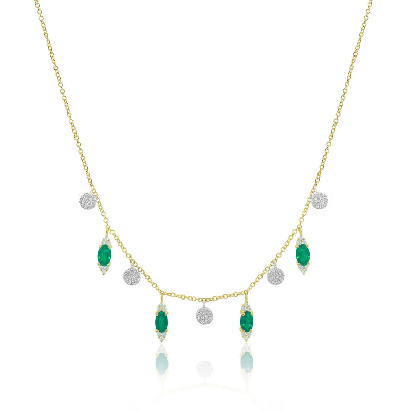 Emerald Yellow Gold Charm Necklace