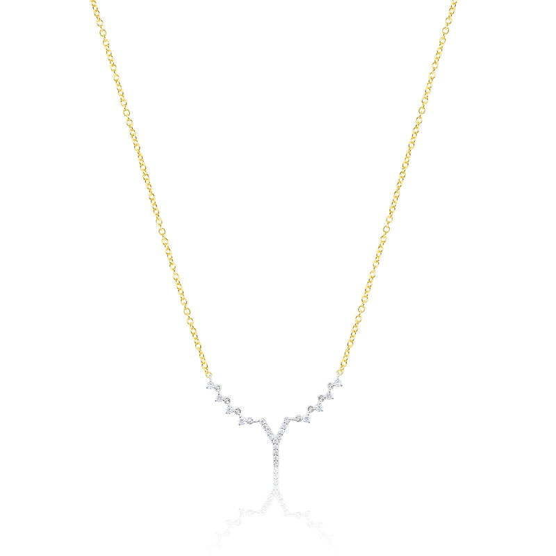 Two Tone Gold and Diamond "Y" Initial Necklace