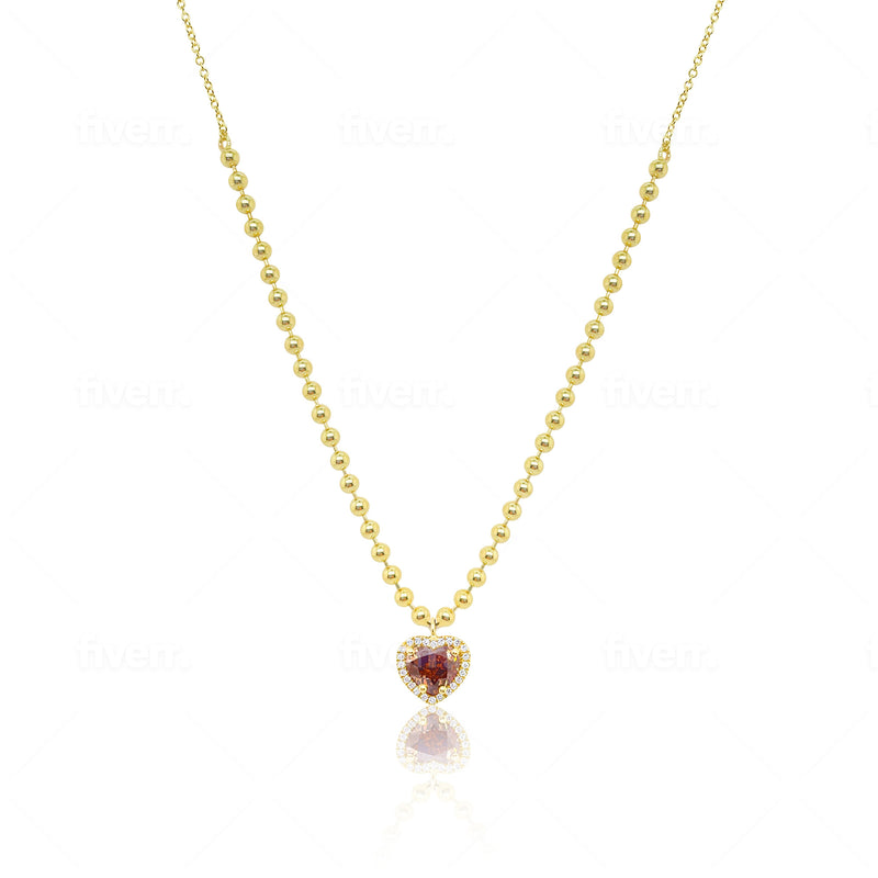 Yellow Gold Brown Diamond Heart Necklace
