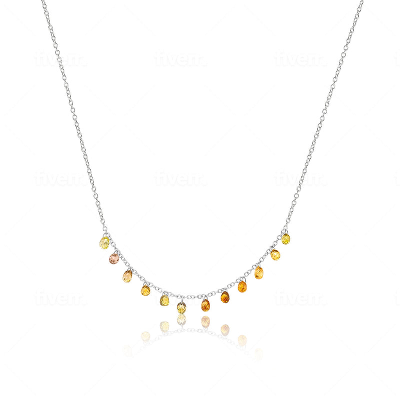 White Gold Drilled Rough Diamond Necklace