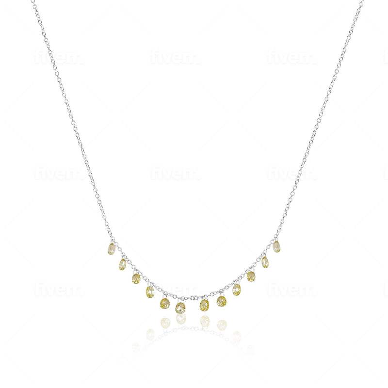 White Gold Drilled Yellow Diamond Necklace