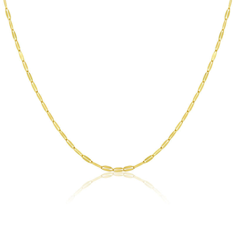 Dainty Yellow Gold Flat Link Chain Necklace