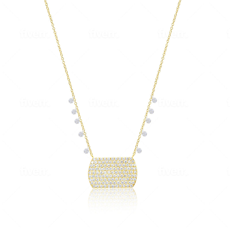 Two Tone Diamond Rectangle Necklace