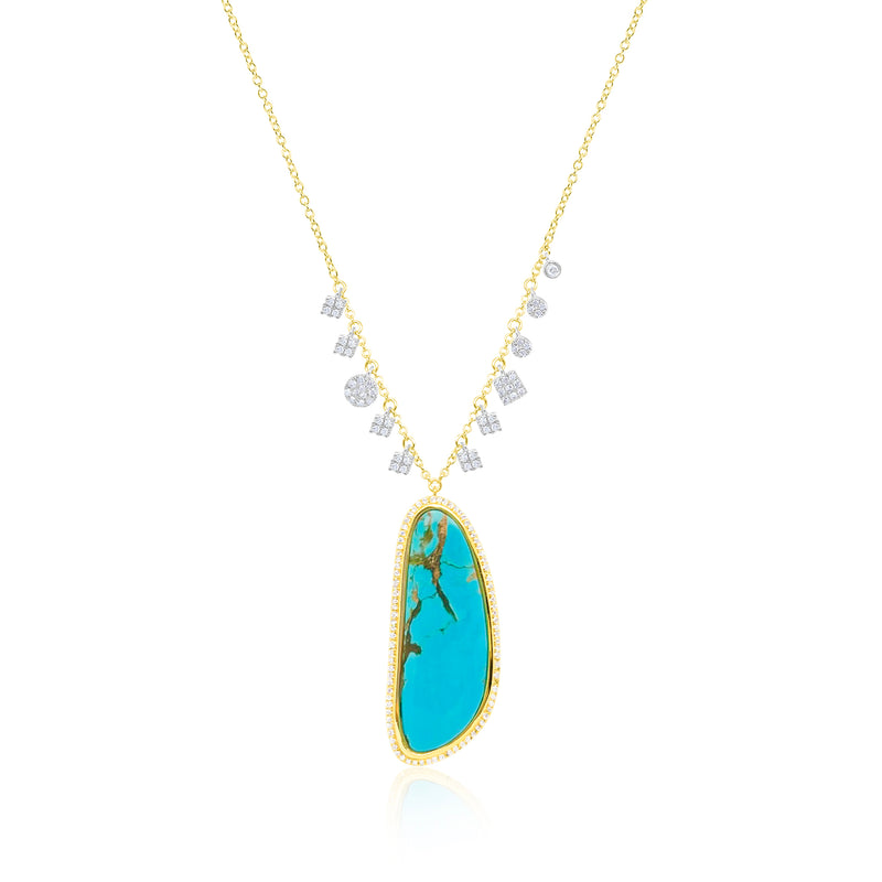 Yellow Gold Turquoise Necklace