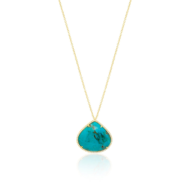 14kt Yellow Gold Turquoise and Diamond Necklace