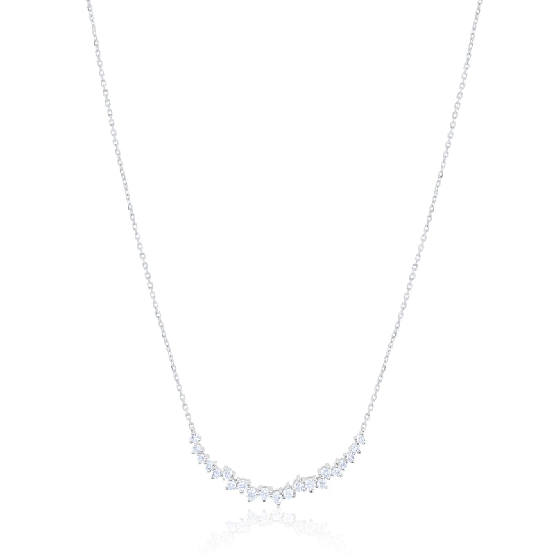 White Gold Diamond Cluster Bar Necklace ONLINE EXCLUSIVE