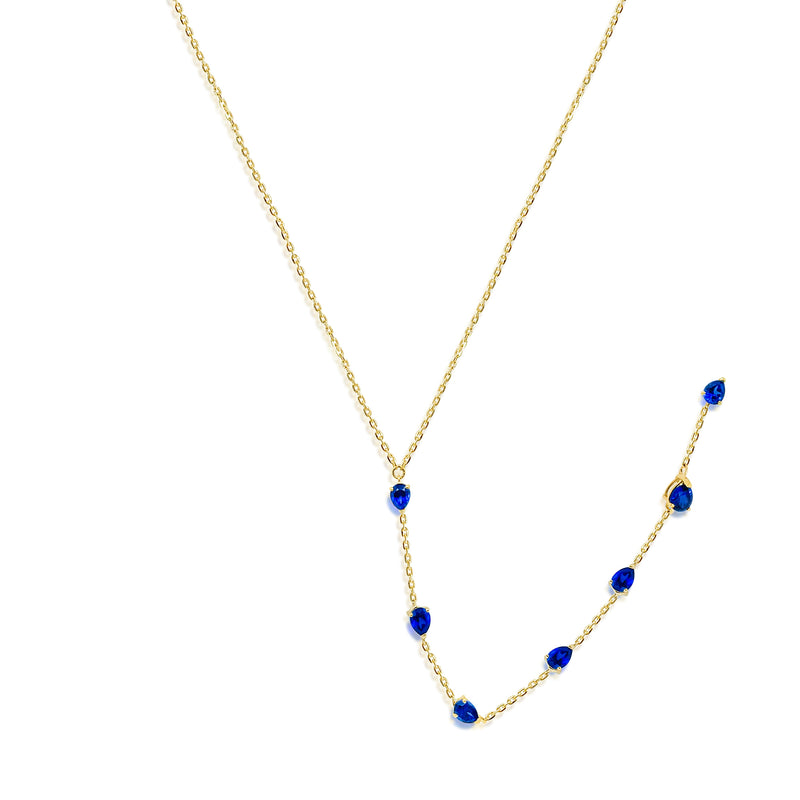 Yellow Gold Blue Sapphire Lariat Necklace ONLINE EXCLUSIVE