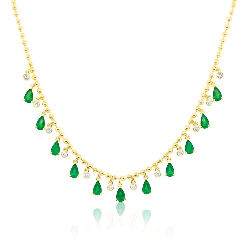 Ball Chain Alternating Emerald and Diamond Necklace ONLINE EXCLUSIVE