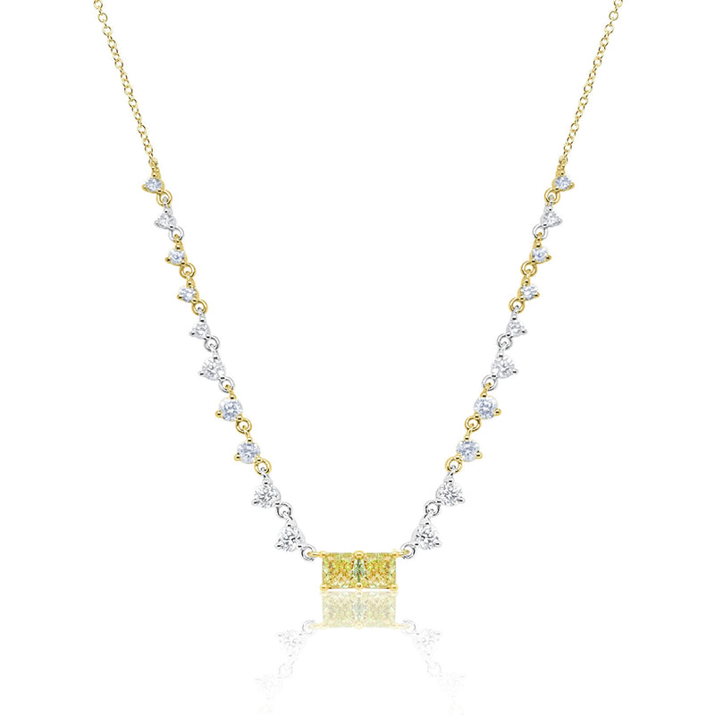 Yellow Gold Yellow Diamond Moi et Toi Diamond Tennis Necklace