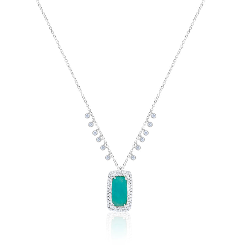 14kt White Gold Turquoise Diamond Necklace