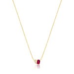 Ruby and Illusion Pear Lab Grown Necklace - Yellow gold.