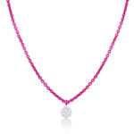 Electric Pink Silver Chain and Gold Charm Necklace
