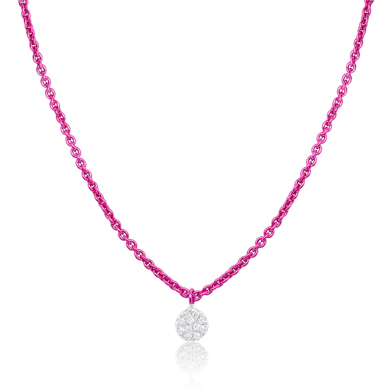 Electric Pink Silver Chain and Gold Charm Necklace