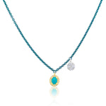 Mermaid Blue Silver and Gold Turquoise Prism Necklace