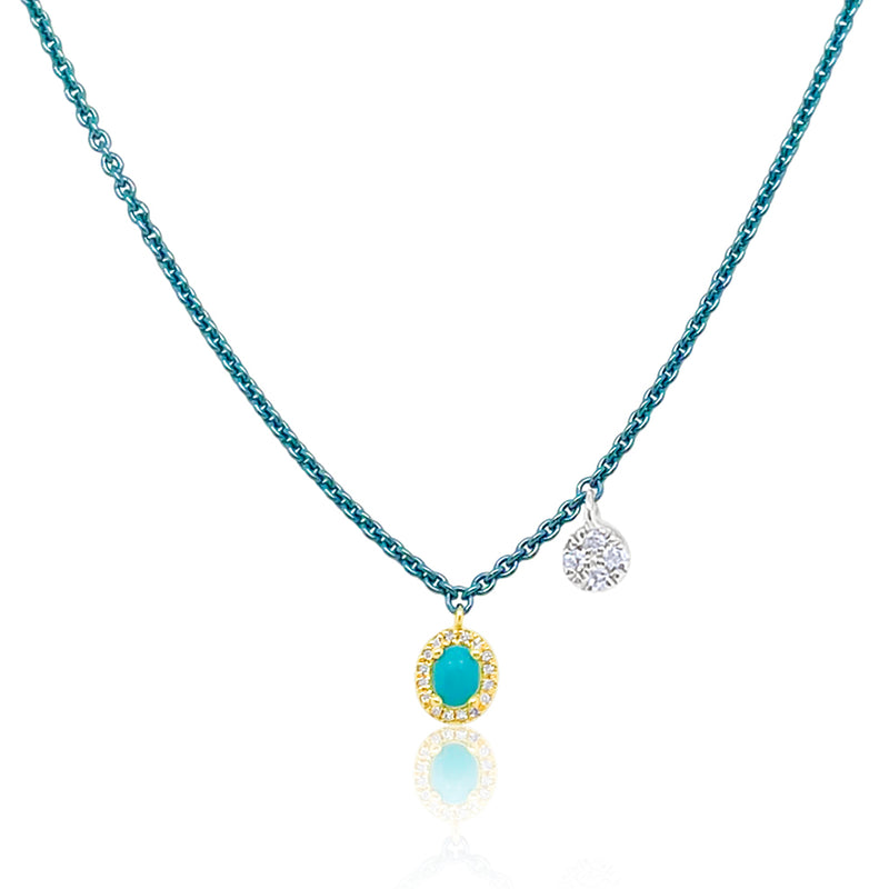 Mermaid Blue Silver and Gold Turquoise Prism Necklace