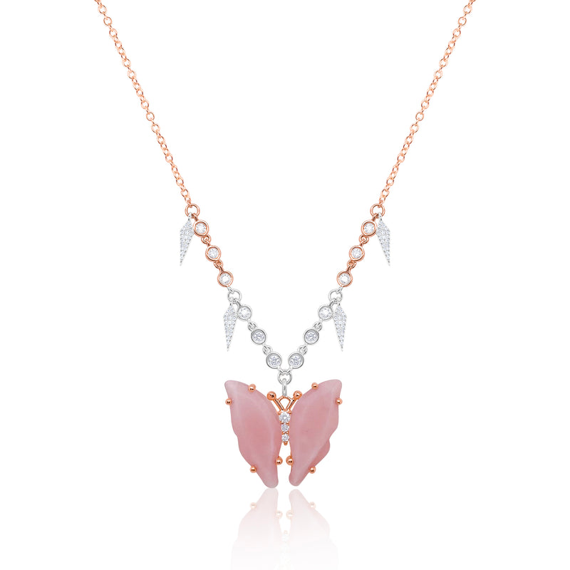 Pink Opal Butterfly Necklace