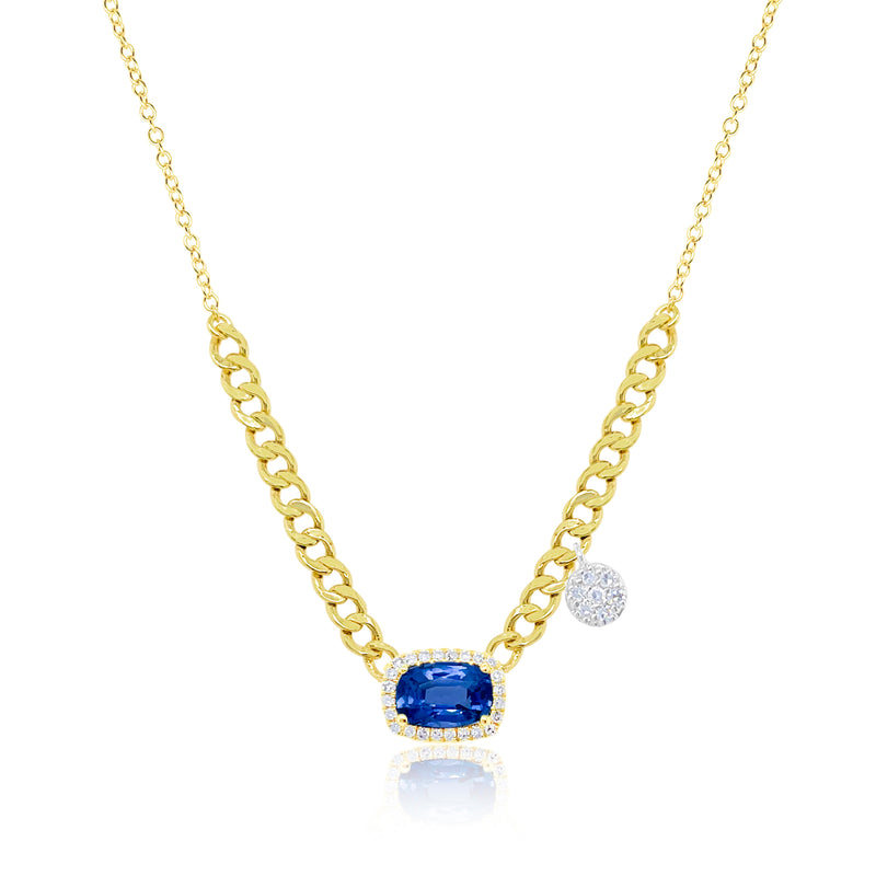 Blue Sapphire Cuban Chain Necklace