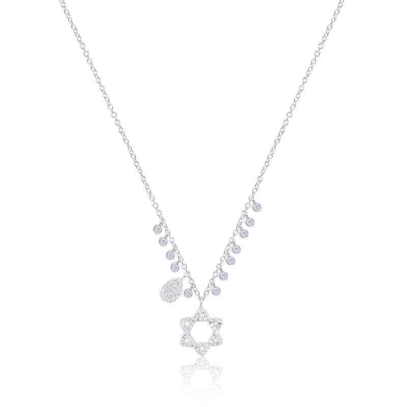 White Gold and Diamond Star of David Necklace