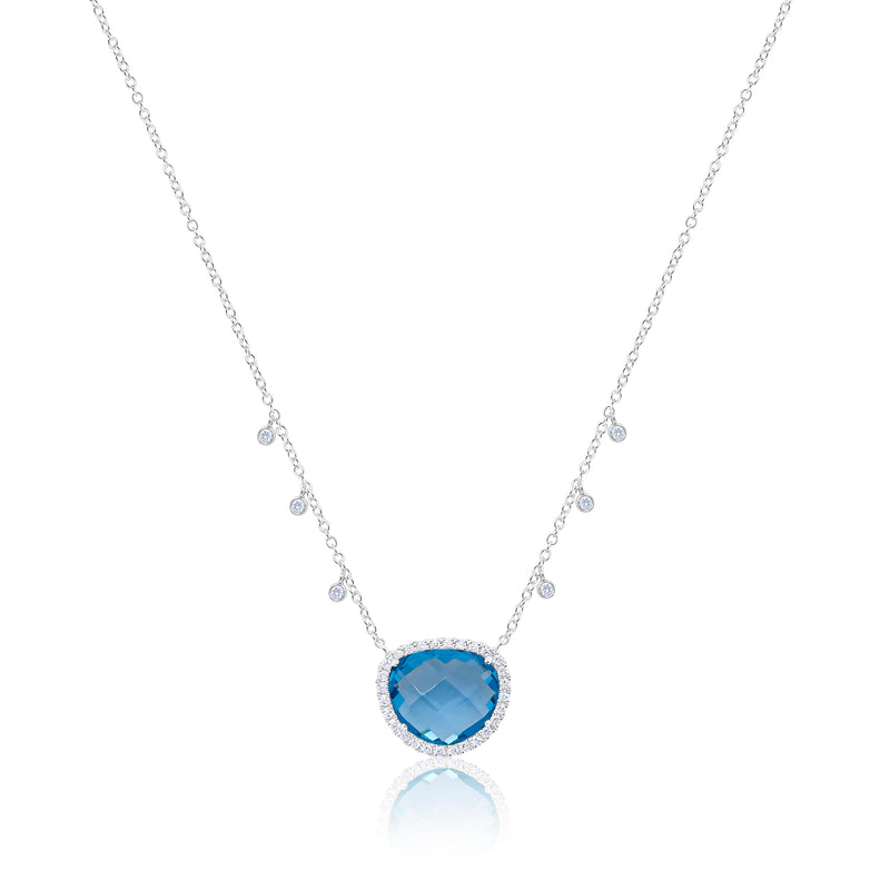 Blue Topaz Halo Necklace
