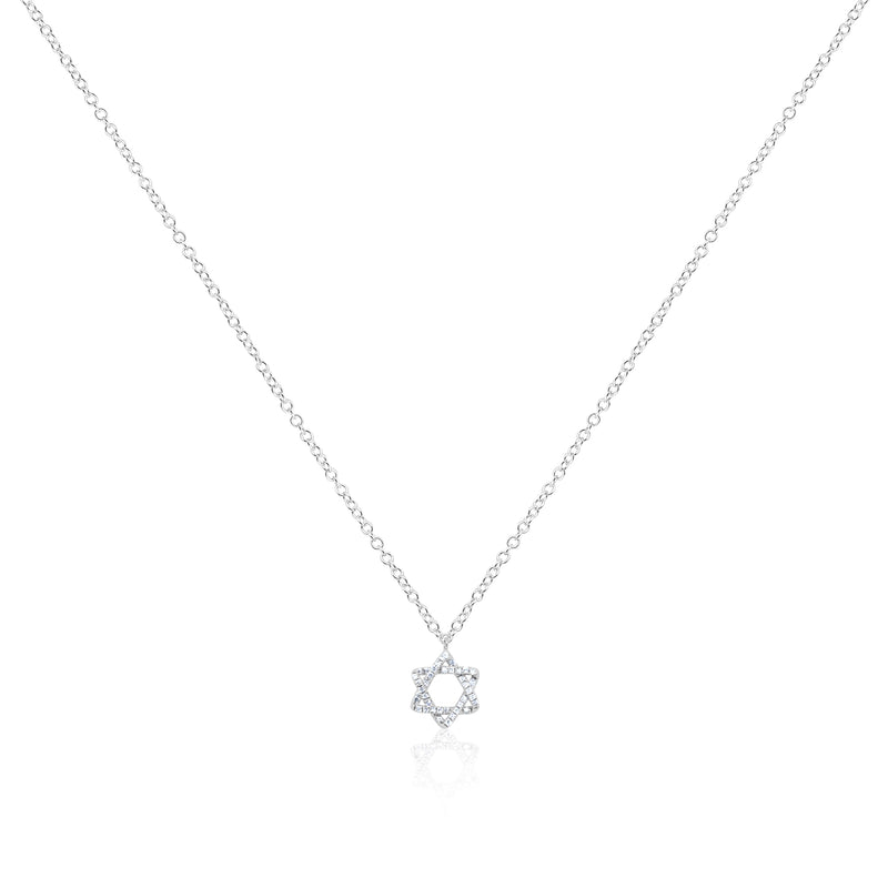 White Gold Jewish Star Diamond Necklace