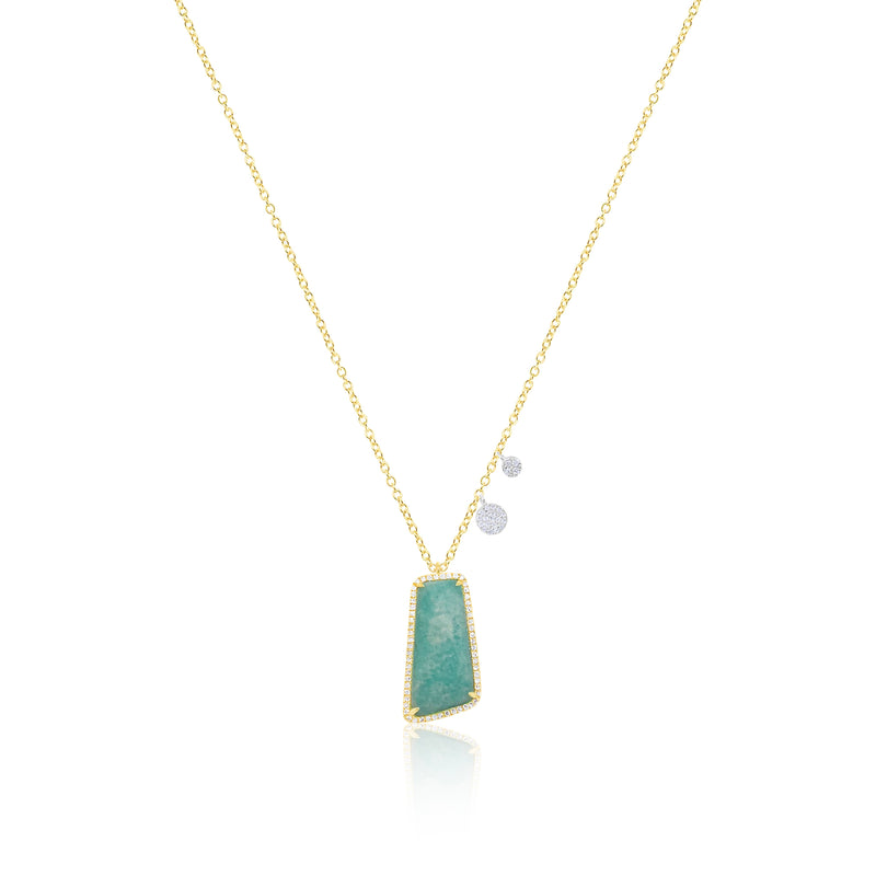 Yellow Gold Amazonite Diamond Necklace