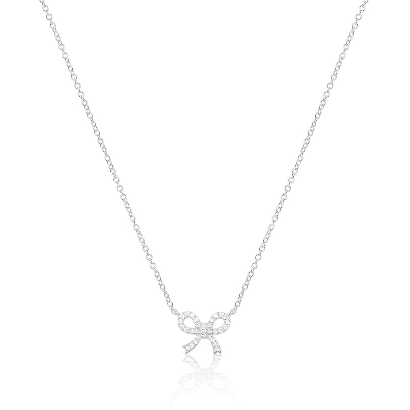 Delicate Diamond Bow Necklace