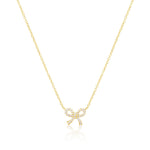 Delicate Diamond Bow Yellow Gold Necklace