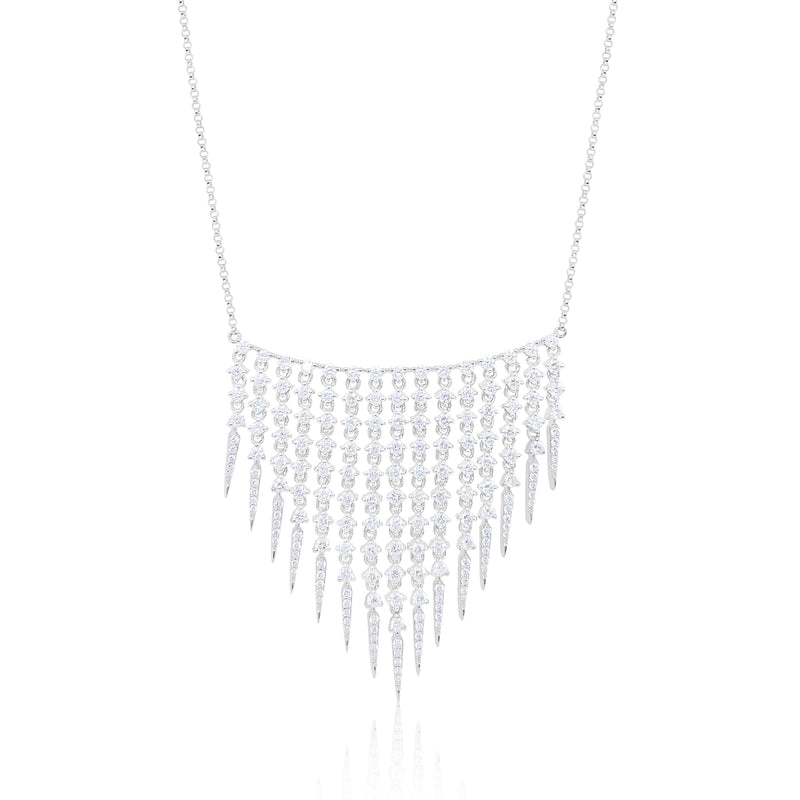 White Gold Diamond Encrusted Fringe Necklace- Online Exclusive