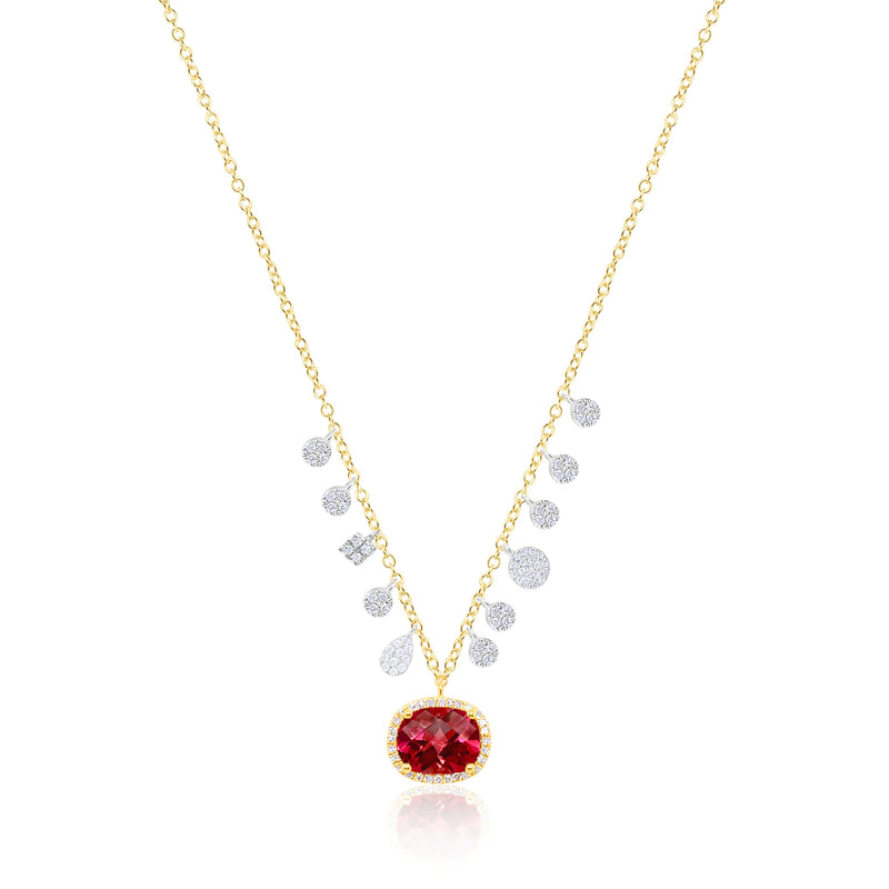 Pink Tourmaline Diamond Necklace