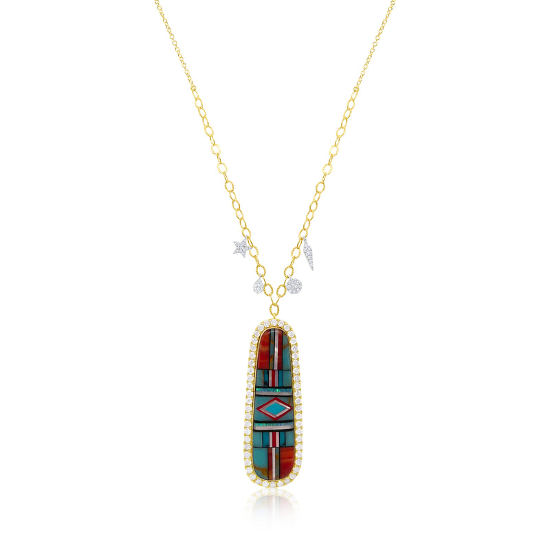 Mosaic Diamond and Silver Necklace