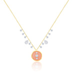Yellow Gold Diamond and Pink Opal Necklace