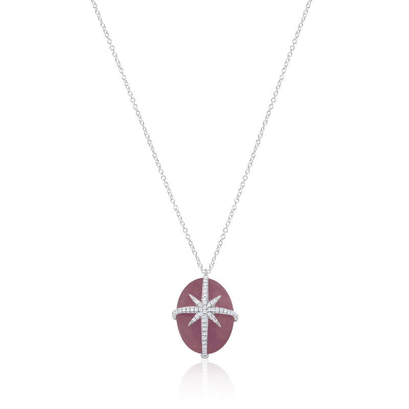 14 Kt White Gold Kunzite Starburst Necklace