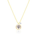 Yellow Silver and Diamond Printed Lithograph Necklace