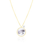 Yellow Silver and Diamond 24 inch adjustable Ski Necklace