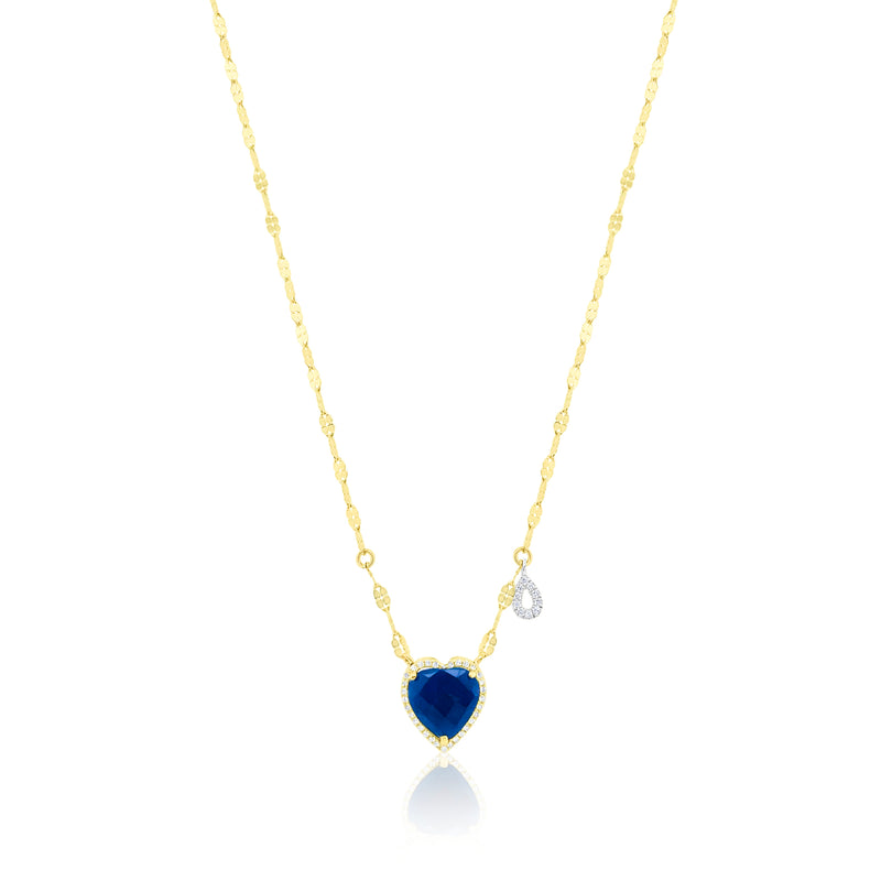 Yellow Gold Sapphire Heard Necklace