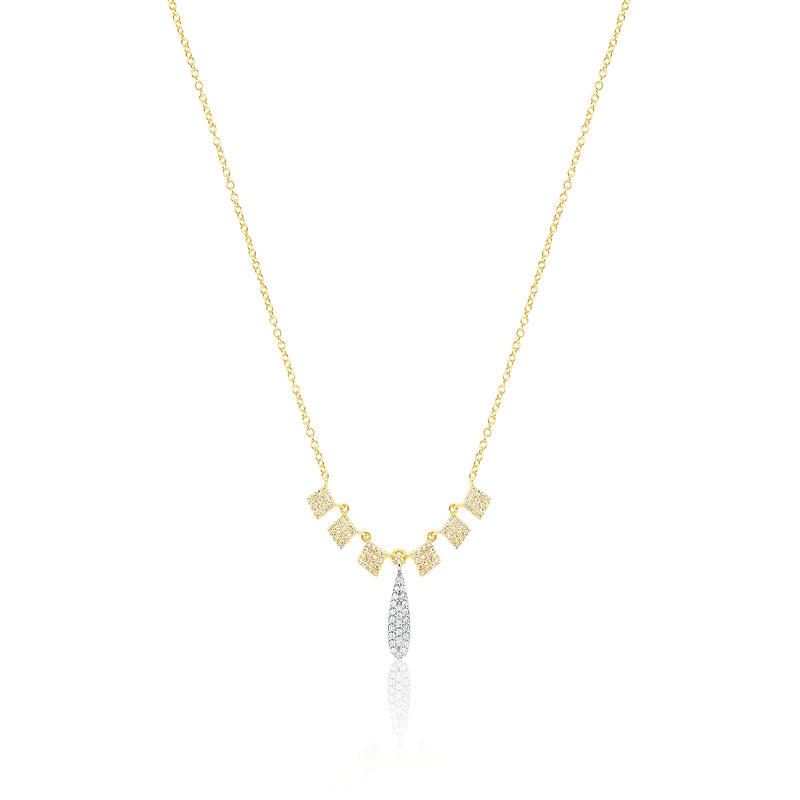 Yellow Gold Diamond and Drop Necklace