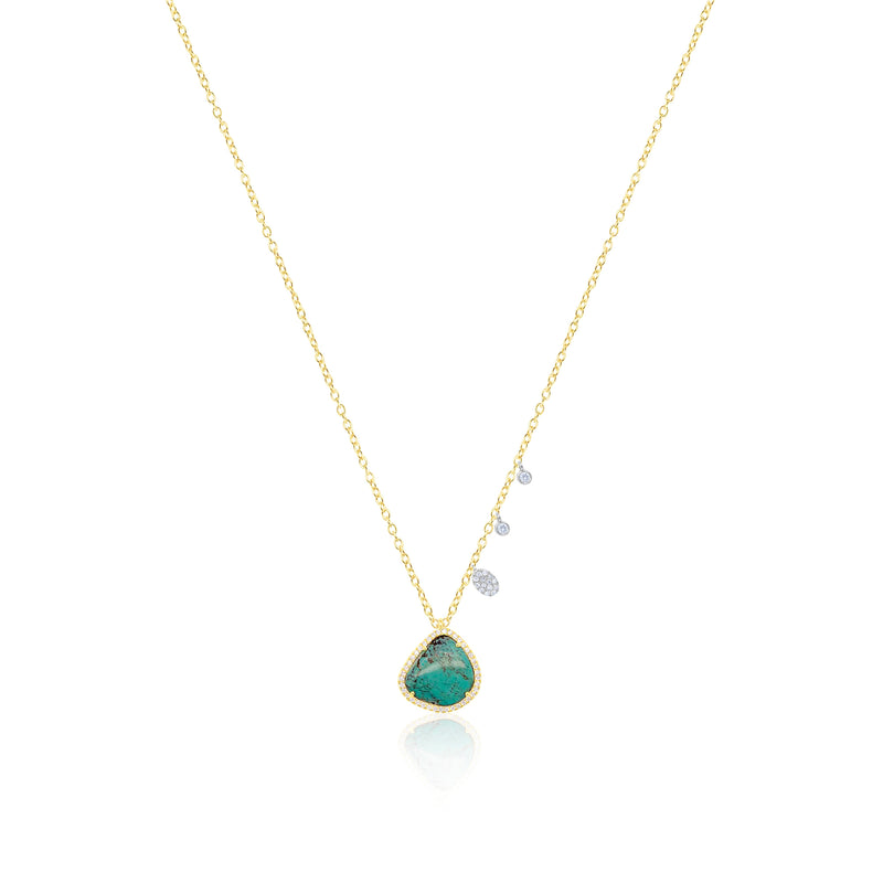 Yellow Silver Turquoise Diamond Necklace- Online Exclusive