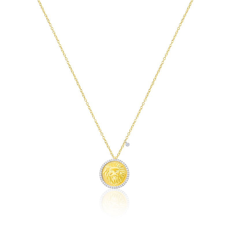 Yellow Silver Diamond Lion Necklace