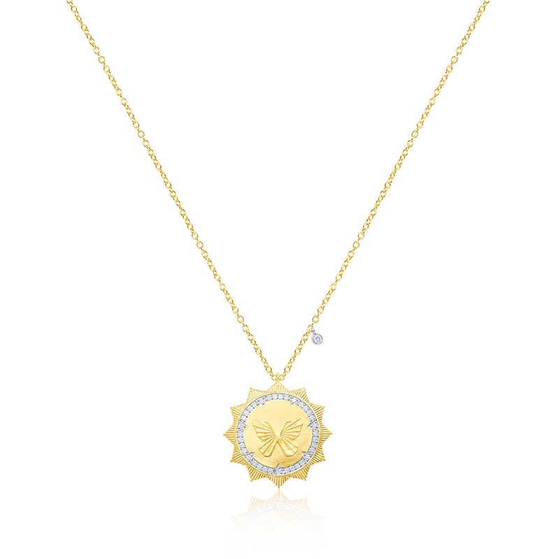 Silver Butterfly Medallion Necklace