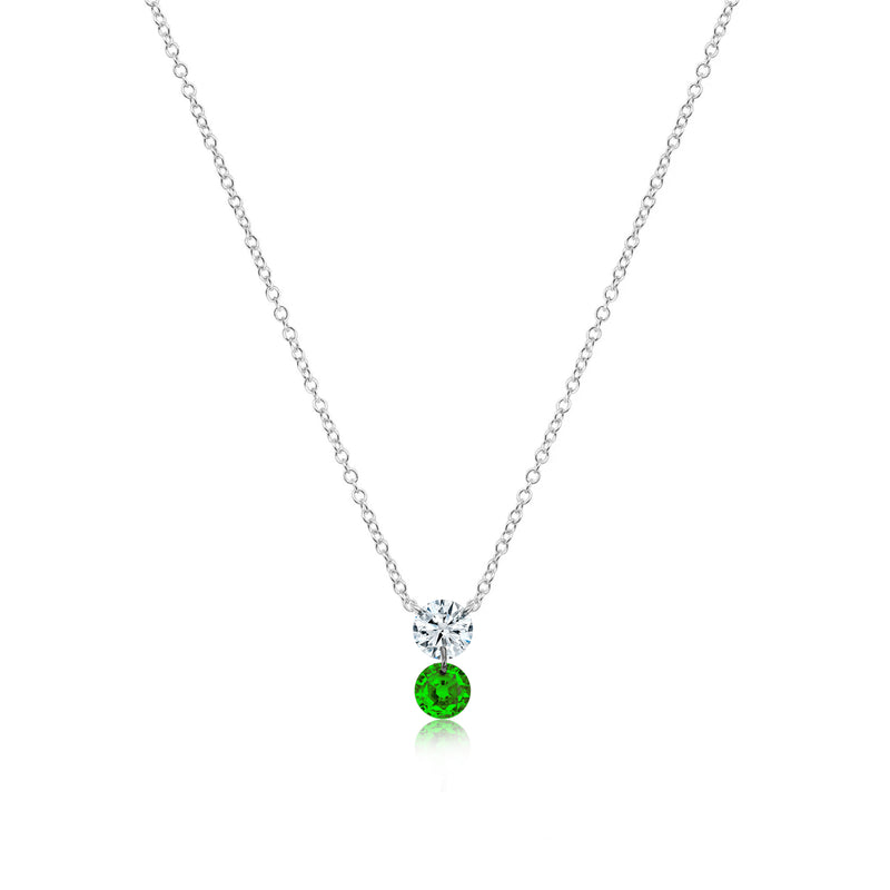 Drilled Diamond and Emerald Necklace