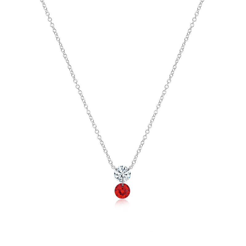 Drilled Diamond and Ruby Necklace