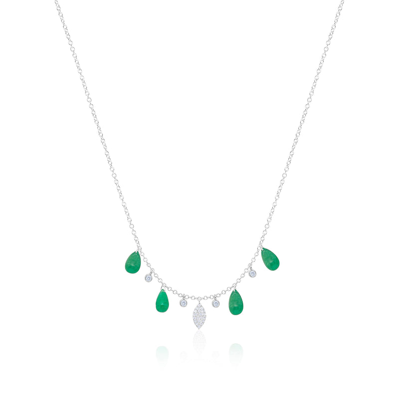 White Gold Emerald Diamond Necklace
