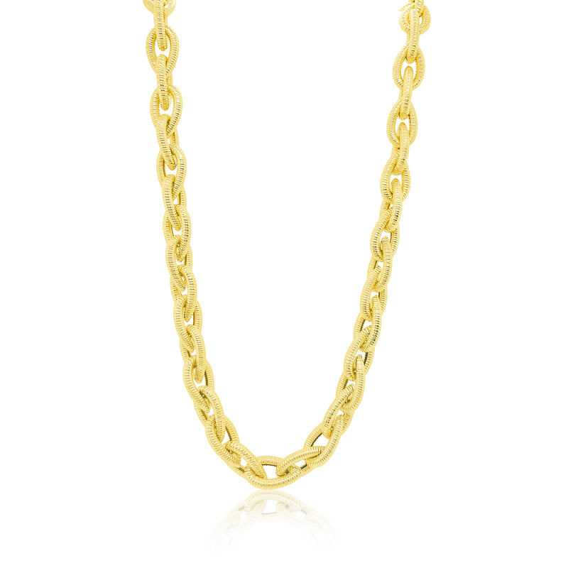 Yellow Gold Textured Pear Chunky Chain