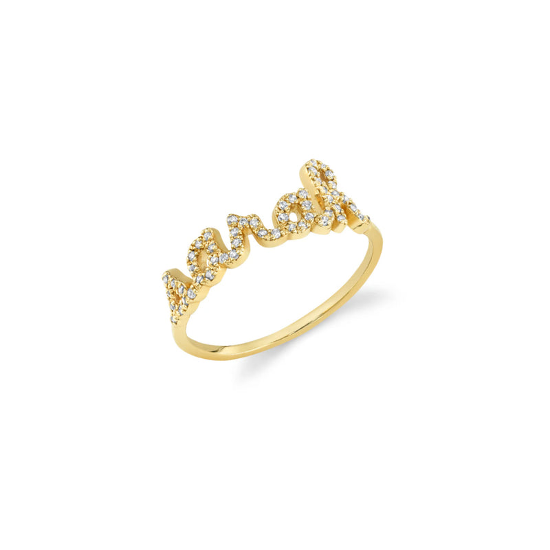Name Script Yellow Gold Diamond Ring